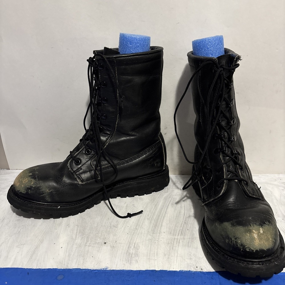 Unbranded Black Leather Combat Boots Vibram Sole Tactical Mens 8.5 XW